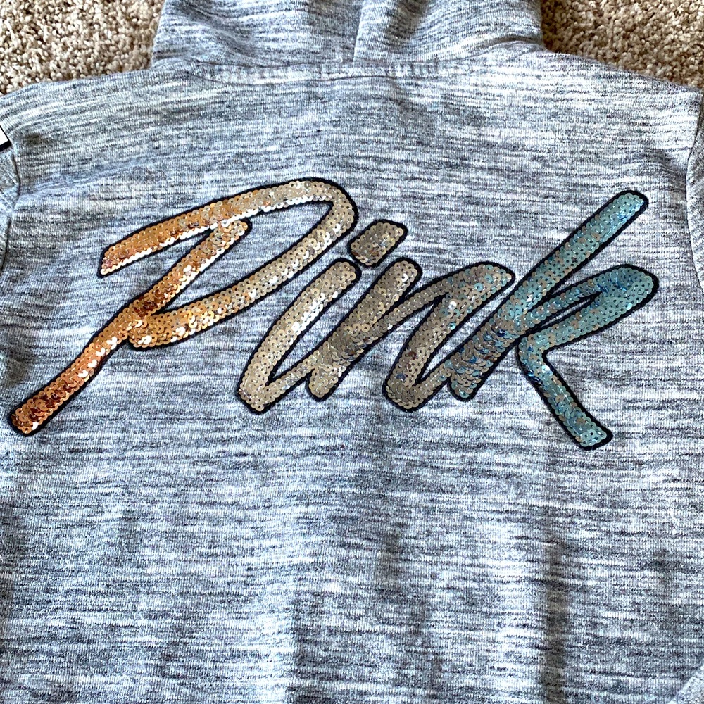 Victoria secret zip up hoodie with sequin lettering, race stripe down the arms - Picture 4 of 4